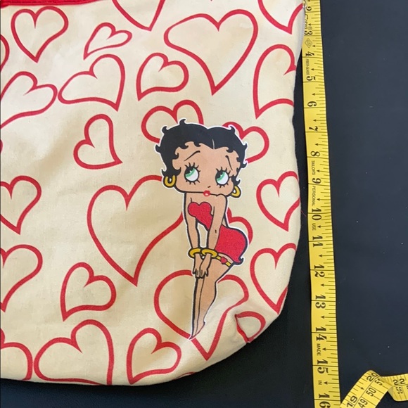 Betty Boop Red Heart Print Canvas Tote Bag Retro Y2K - Picture 14 of 16